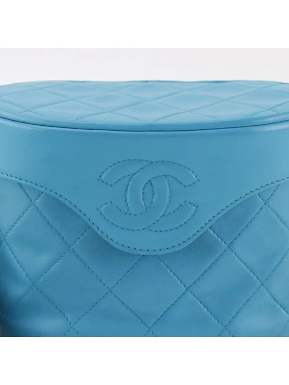Chanel Mini Chain Shoulder CC Logo Quilted Tassel Lambskin Turquoise Blue Bag